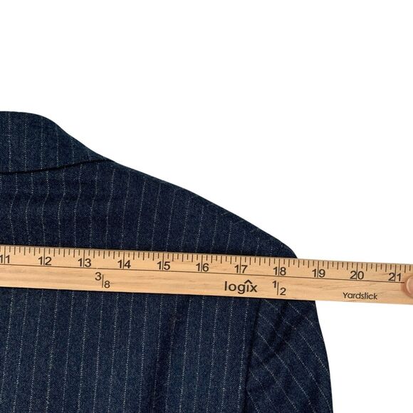 Brooks Brothers Red Fleece Mens Wool Pinstripe Jacket 40L Stretch Lined Blue - Picture 6 of 16